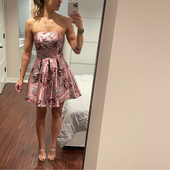Speechless Dress, strapless, satin, floral, fit and flare, like new condition - Picture 2 of 9